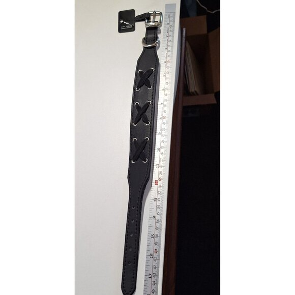 Bret Michaels Black Adjustable Dog Collar With Metal Buckle & Lace-Up Detail - Picture 4 of 8